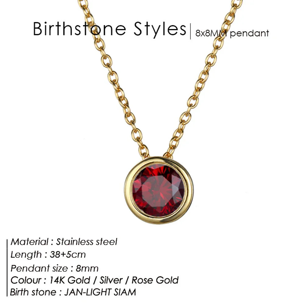 Exclusive Colorful Birthstone Stainless Steel Necklace