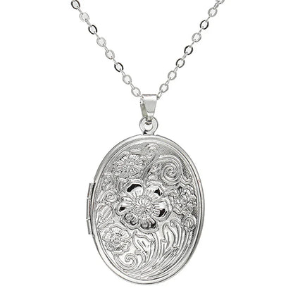 Timeless Engraved Oval Photo Locket Necklace