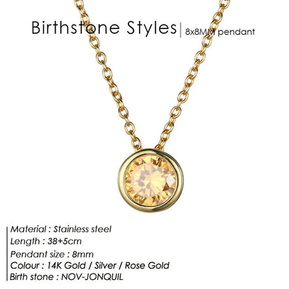 Exclusive Colorful Birthstone Stainless Steel Necklace