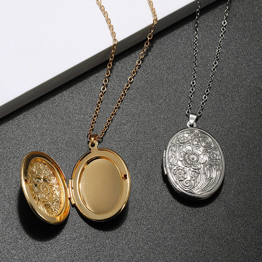 Timeless Engraved Oval Photo Locket Necklace