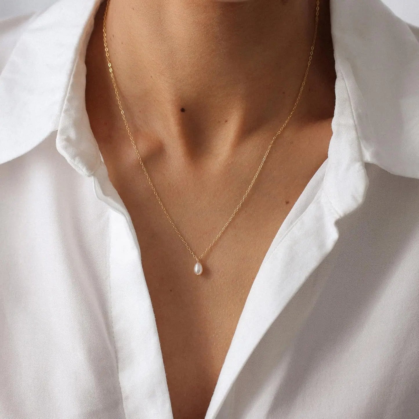 Timeless Water Drop Pearl Pendant Necklace