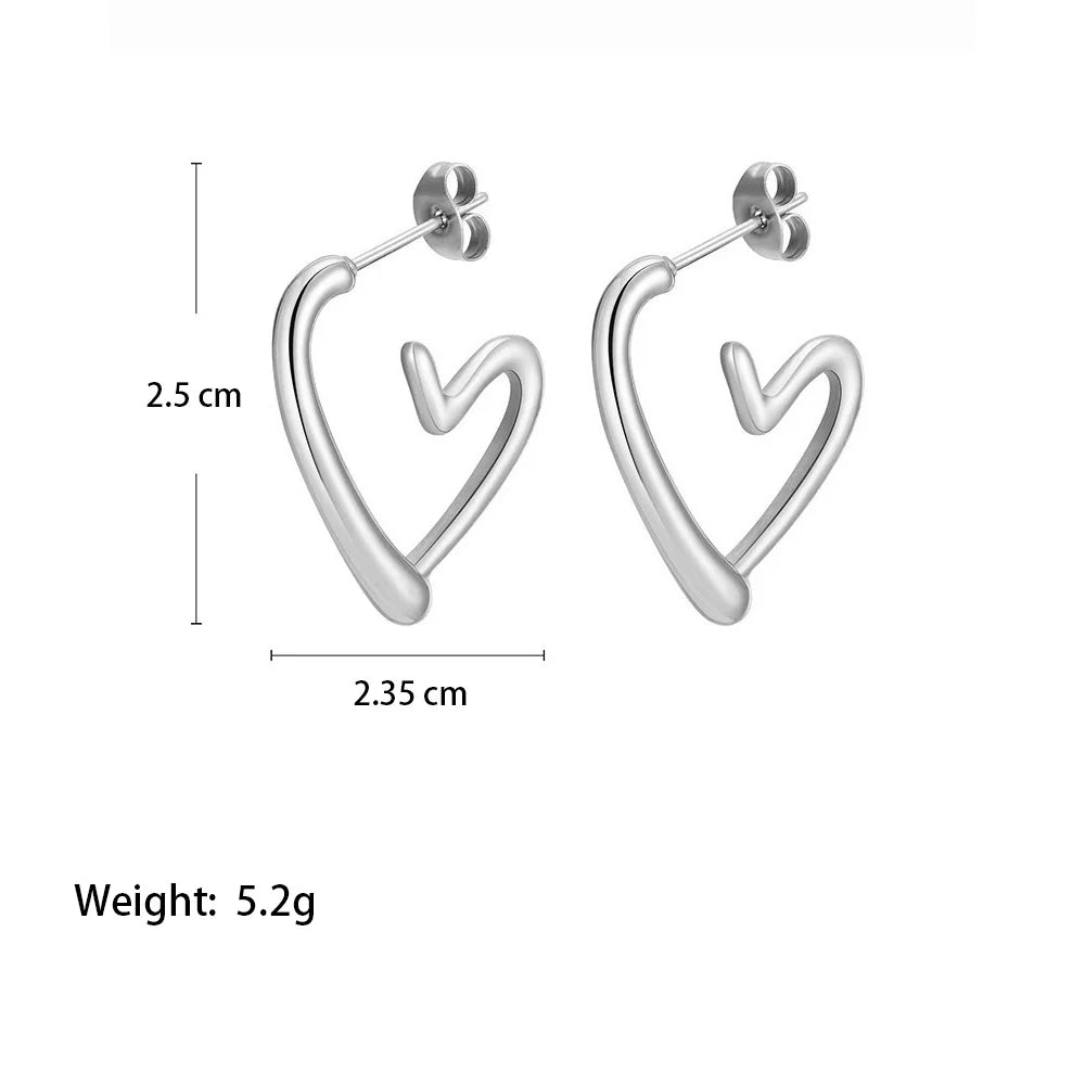 Elegant Heart-Shaped Stainless Earrings