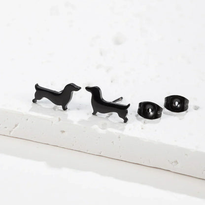 Button Earrings with Dachshund