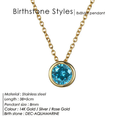 Exclusive Colorful Birthstone Stainless Steel Necklace