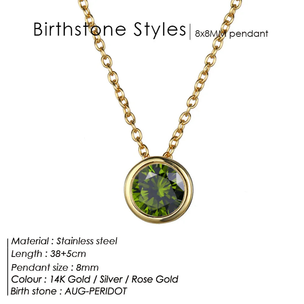 Exclusive Colorful Birthstone Stainless Steel Necklace
