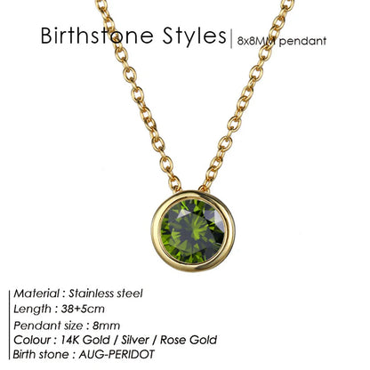 Exclusive Colorful Birthstone Stainless Steel Necklace