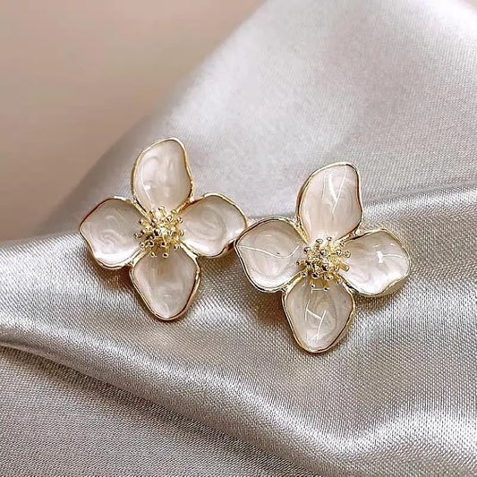 Chic Retro Drip Glaze Flower Earrings