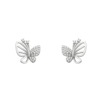 Elegant Zircon Butterfly Stud Earrings