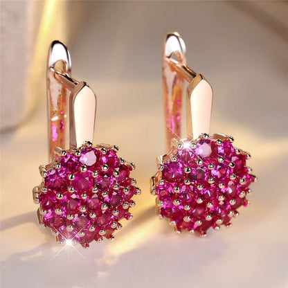Breast Cancer Awareness | Round Pink Zircon Hoop Earrings
