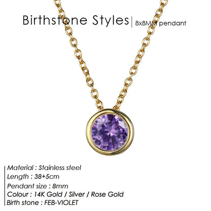 Exclusive Colorful Birthstone Stainless Steel Necklace