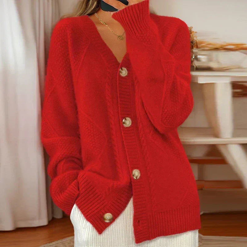 Cable Knit Button-Up Cardigan