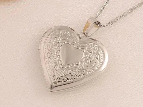 Elegant Gold Heart Embossed Photo Locket