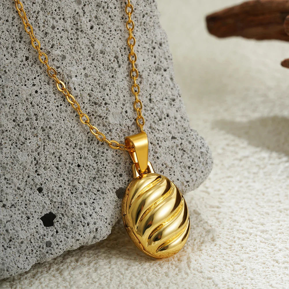 Antique Oval Stainless Steel Photo Locket