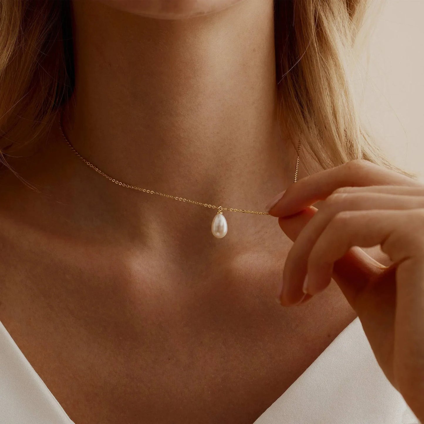 Timeless Water Drop Pearl Pendant Necklace