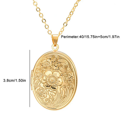 Timeless Engraved Oval Photo Locket Necklace