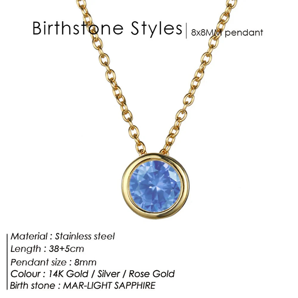 Exclusive Colorful Birthstone Stainless Steel Necklace