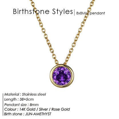 Exclusive Colorful Birthstone Stainless Steel Necklace