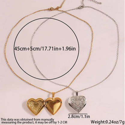 Elegant Gold Heart Embossed Photo Locket