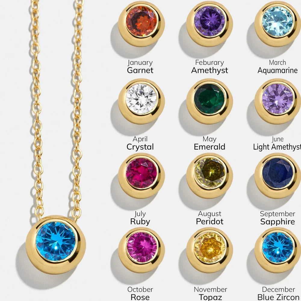 Exclusive Colorful Birthstone Stainless Steel Necklace