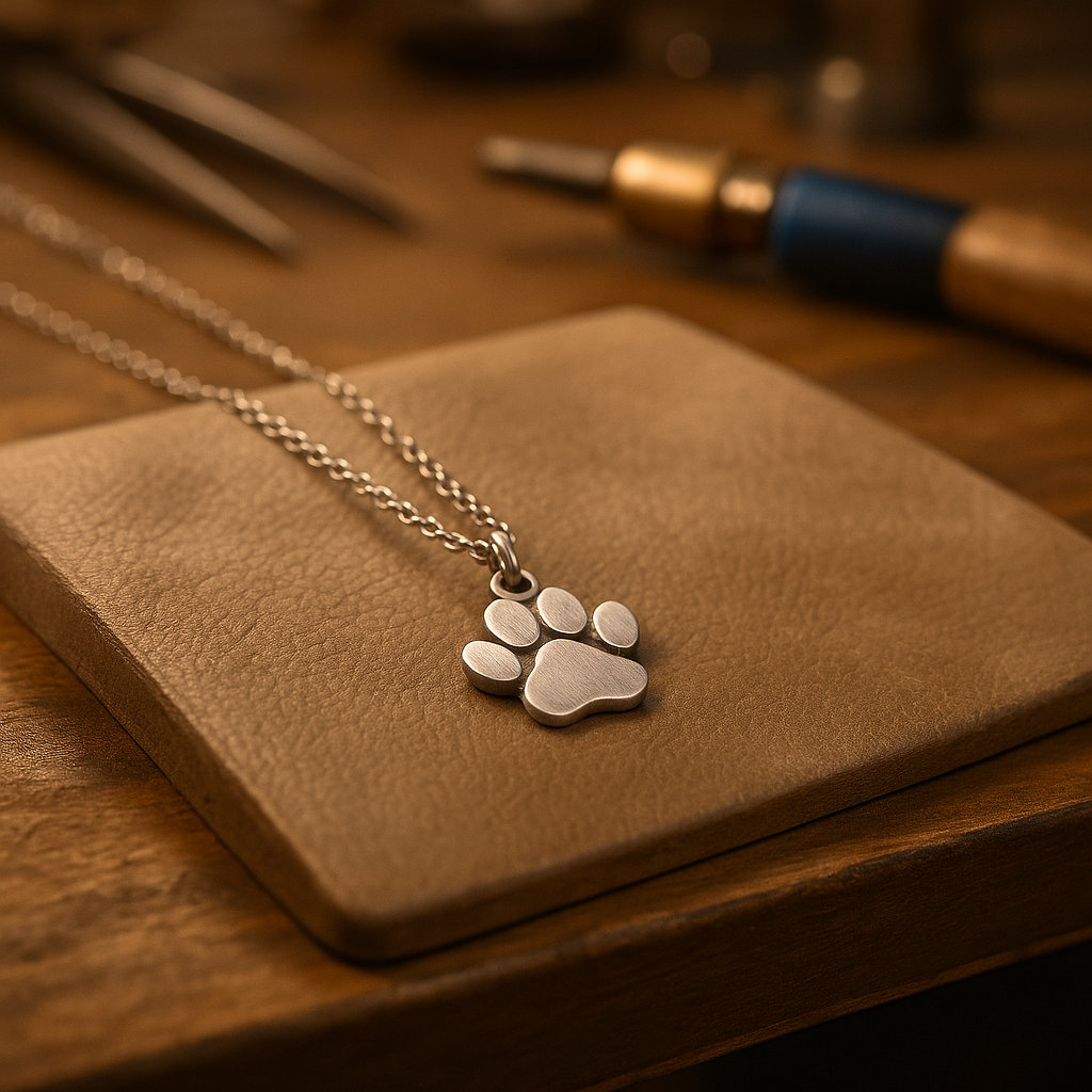Elegant necklace with silver paw-shaped pendant