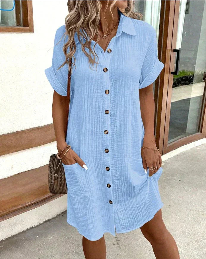 LISE | Oversized polo dress in woven fabric