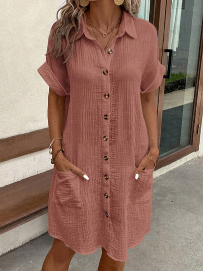 LISE | Oversized polo dress in woven fabric