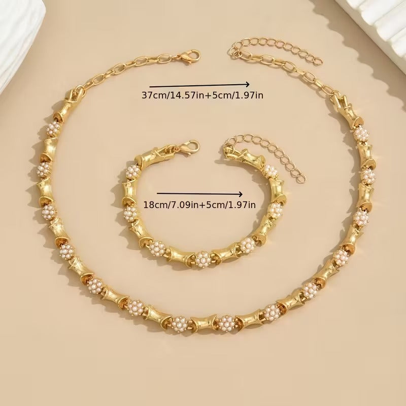 Elegant Pearl Bracelet & Necklace Set | Get 1+1 Free Today
