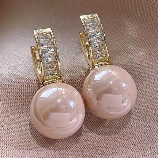 Breast Cancer Awareness Blush Pearl Earrings