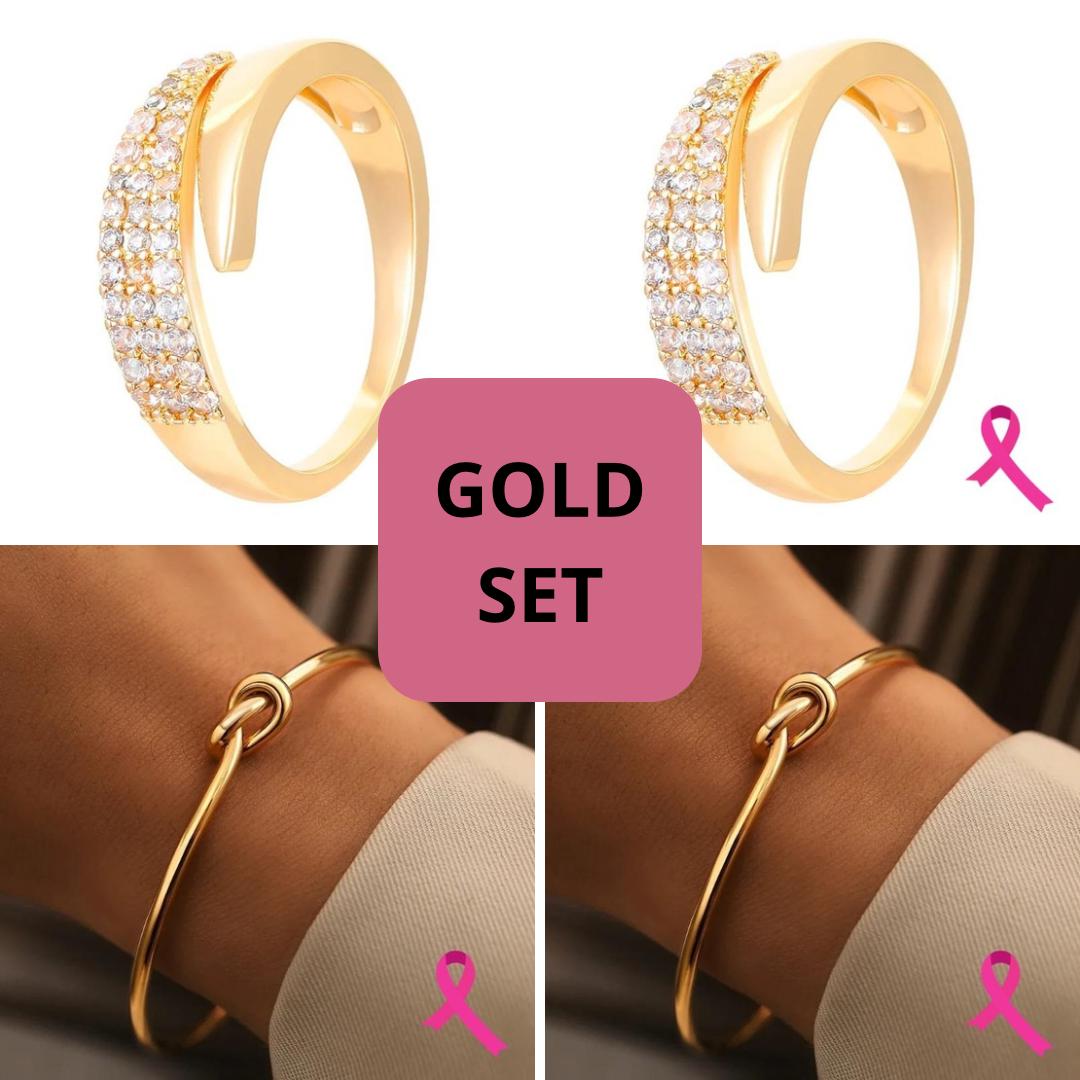 Breast Cancer Support Set | 2 Rings and 2 Bracelets |