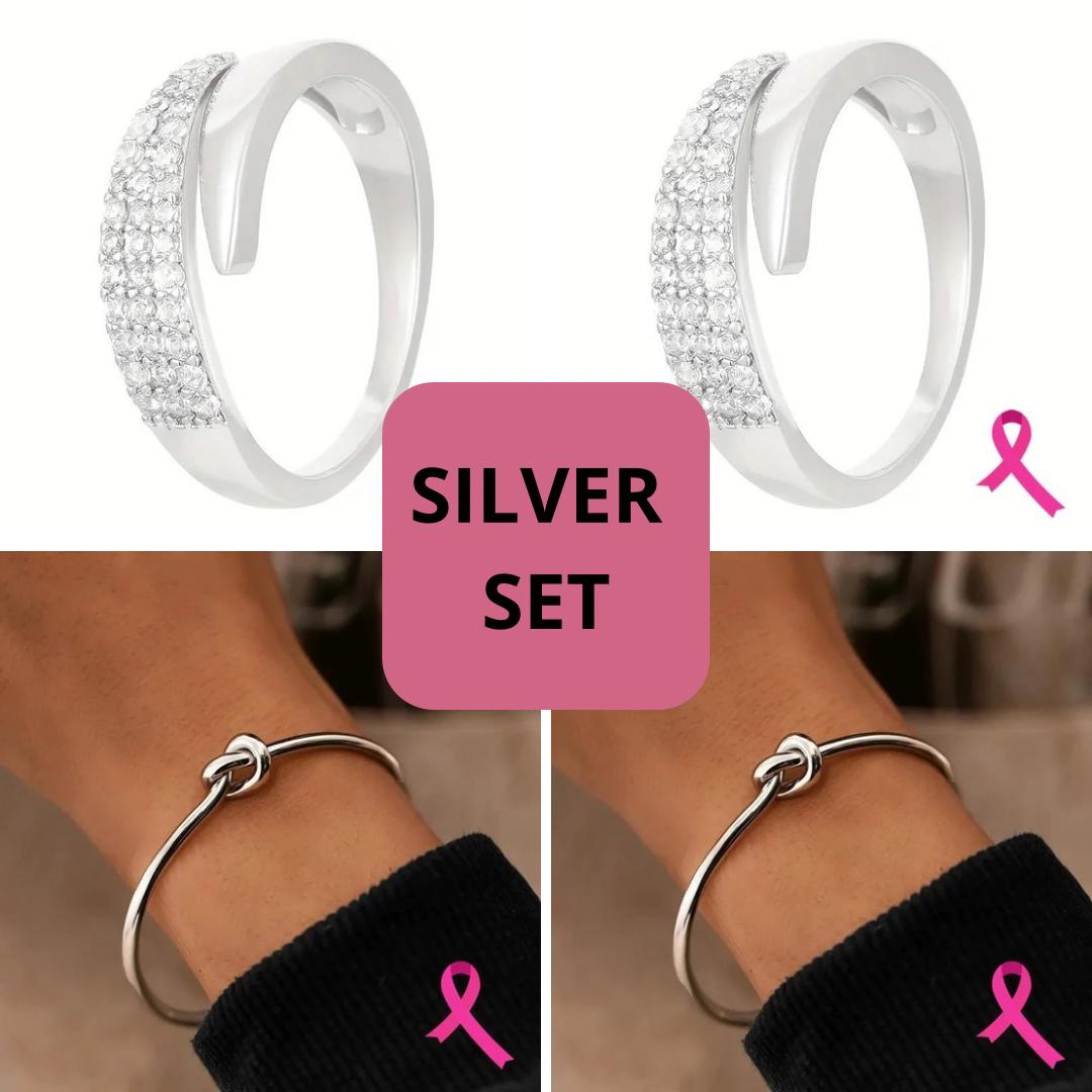 Breast Cancer Support Set | 2 Rings and 2 Bracelets |