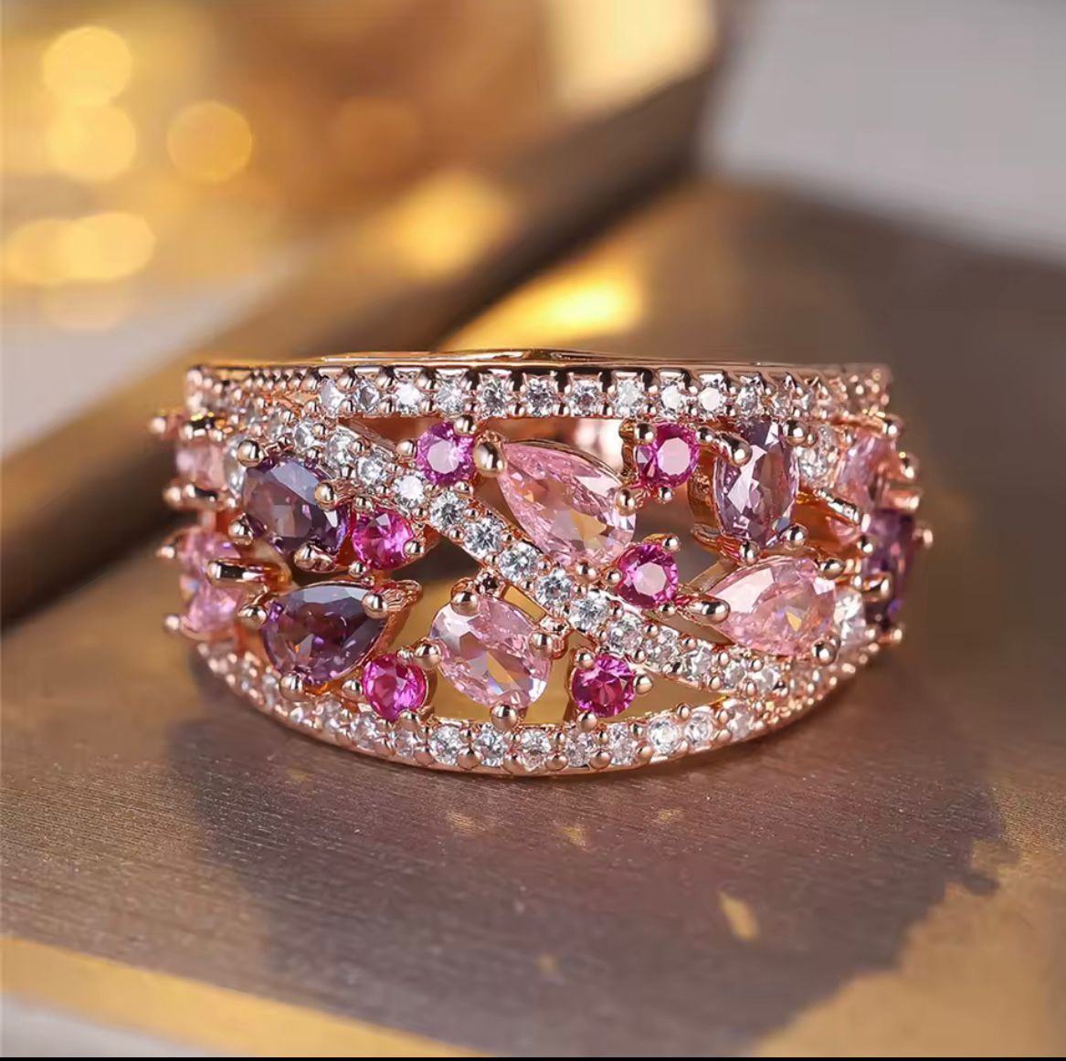 Wear the Hope Breast Cancer Awareness Classis Stoned Ring