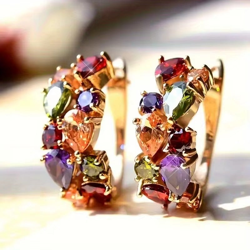 All Awareness – Elegant Colorful Zircon Hoop Earrings | 1+1 Free