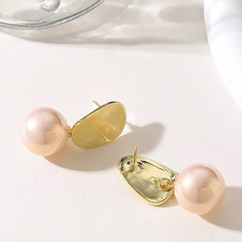 Breast Cancer Awareness | Golden Fresh Water Pearl Earrings  | 1+1 Free Today