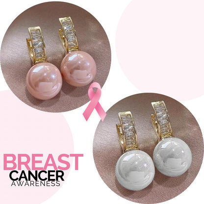 Breast Cancer Awareness Blush Pearl Earrings