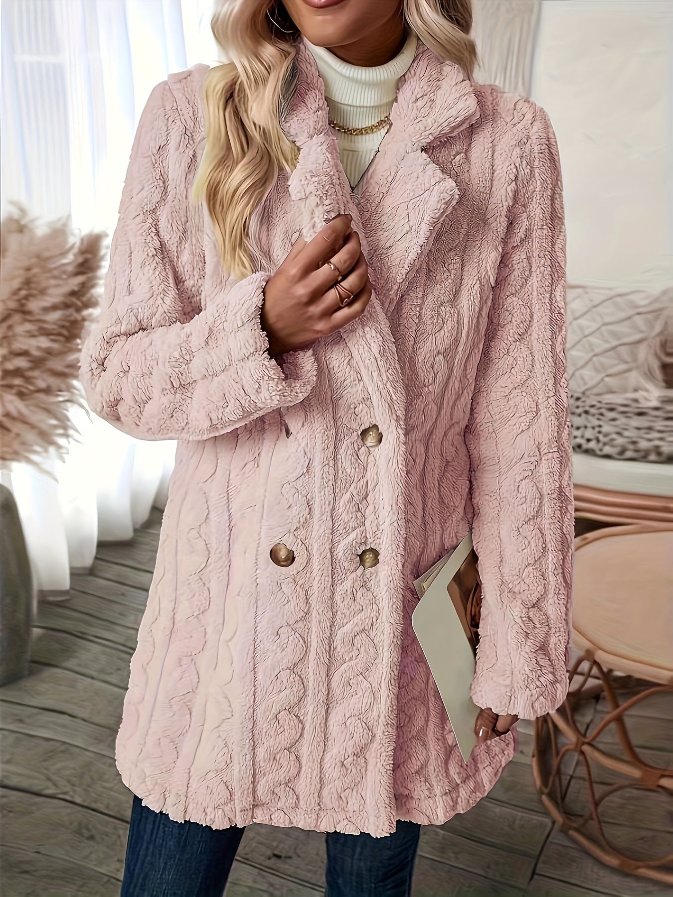 HELENE | Double-Breasted Teddy Coat