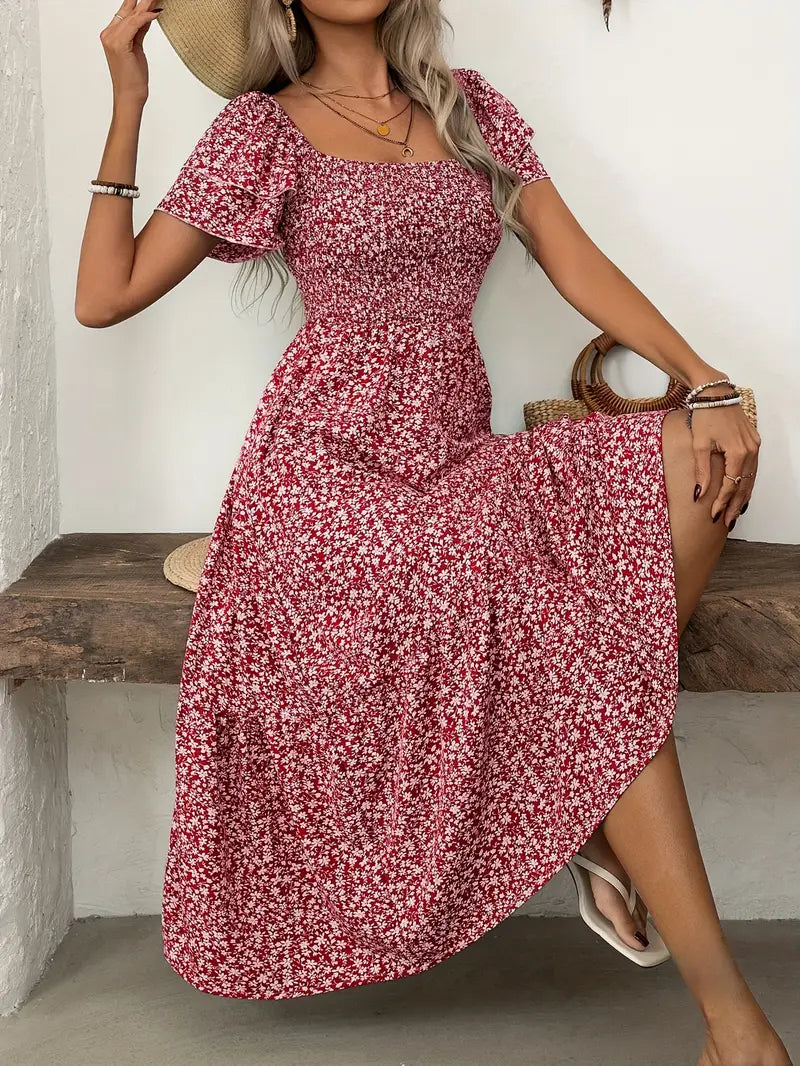 LIMA | Floral Ruffle Midi Dress