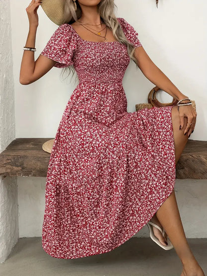 LIMA | Floral Ruffle Midi Dress
