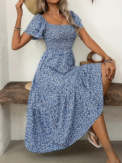 LIMA | Floral Ruffle Midi Dress