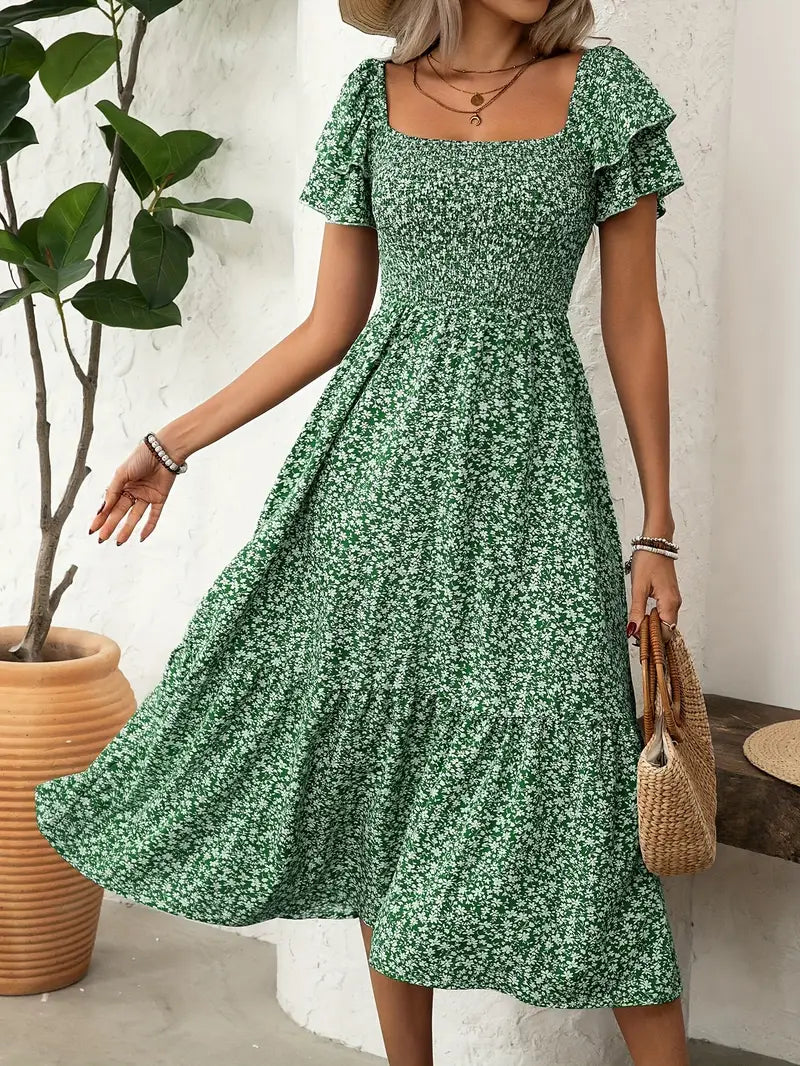 LIMA | Floral Ruffle Midi Dress