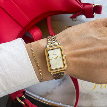 Fluette Watch Steel, Sand Texture Full Gold Colour