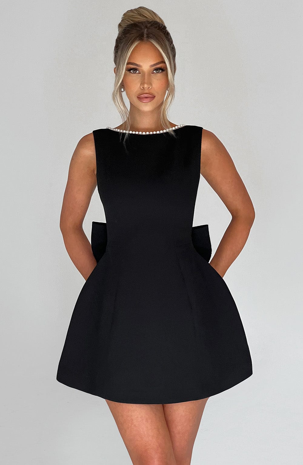 ELLE | Pearl Bow Mini Dress