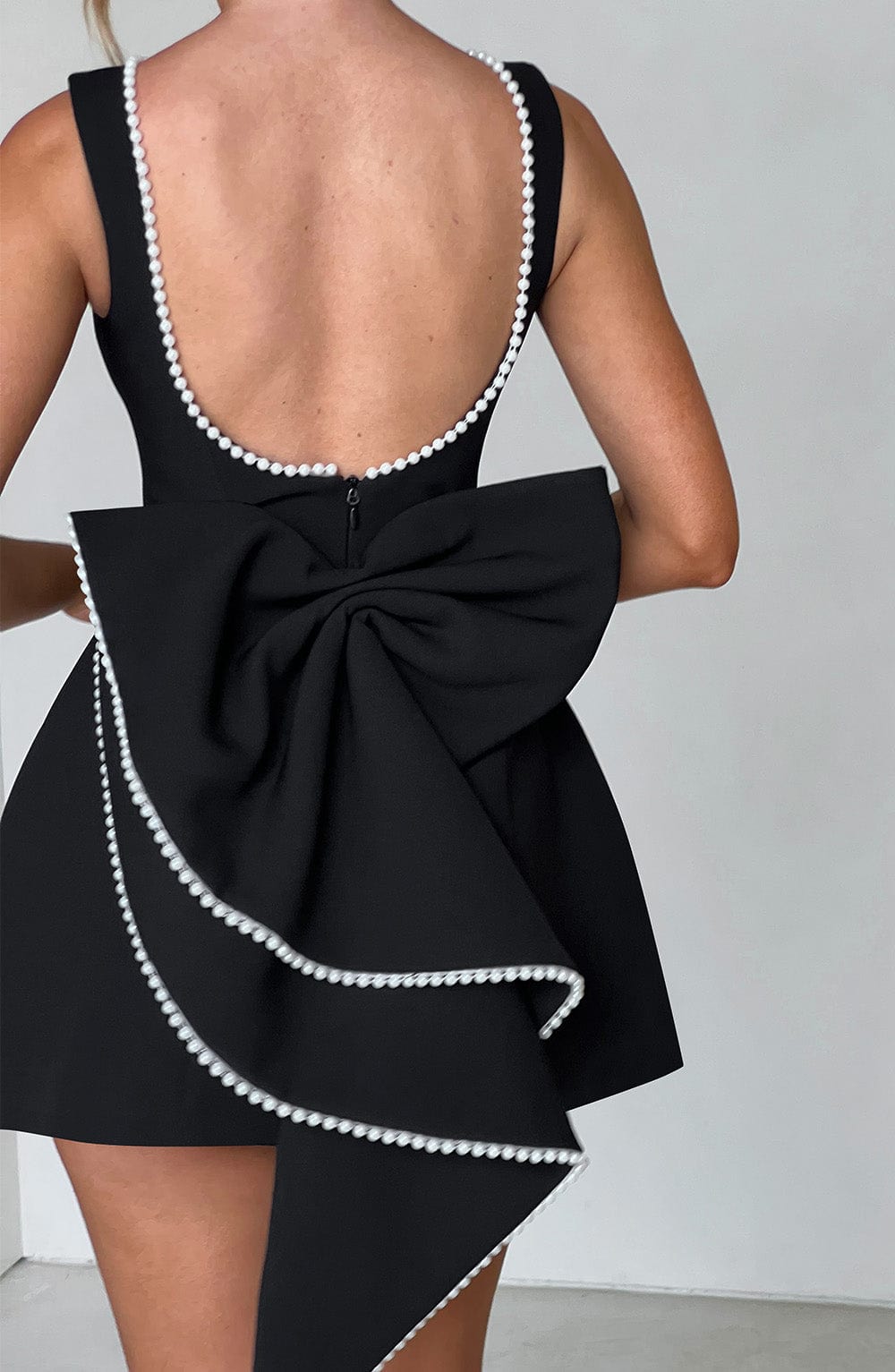 ELLE | Pearl Bow Mini Dress