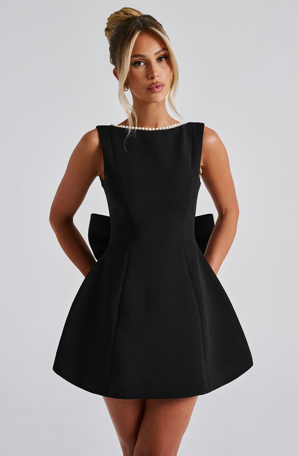 ELLE | Pearl Bow Mini Dress