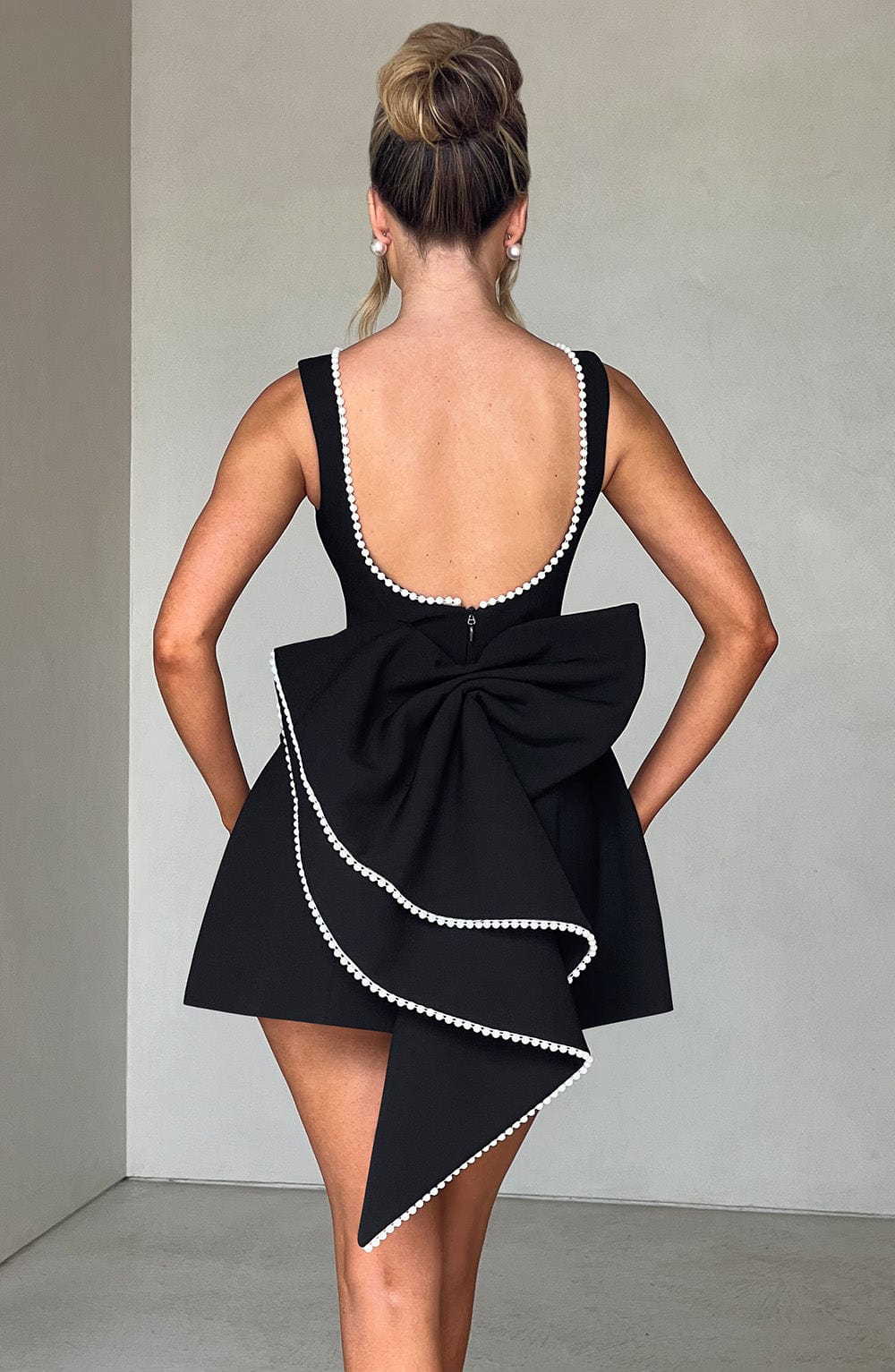 ELLE | Pearl Bow Mini Dress