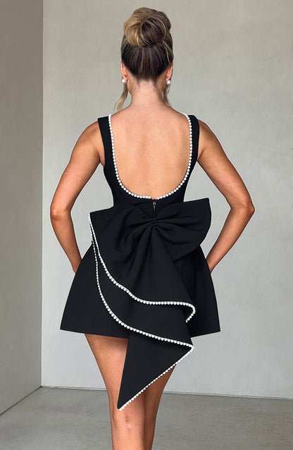 ELLE | Pearl Bow Mini Dress