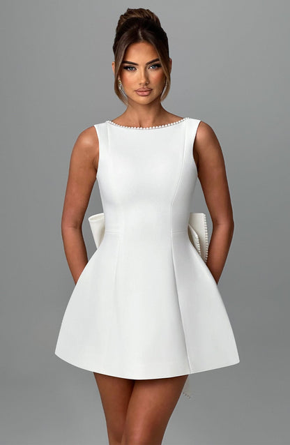 ELLE | Pearl Bow Mini Dress