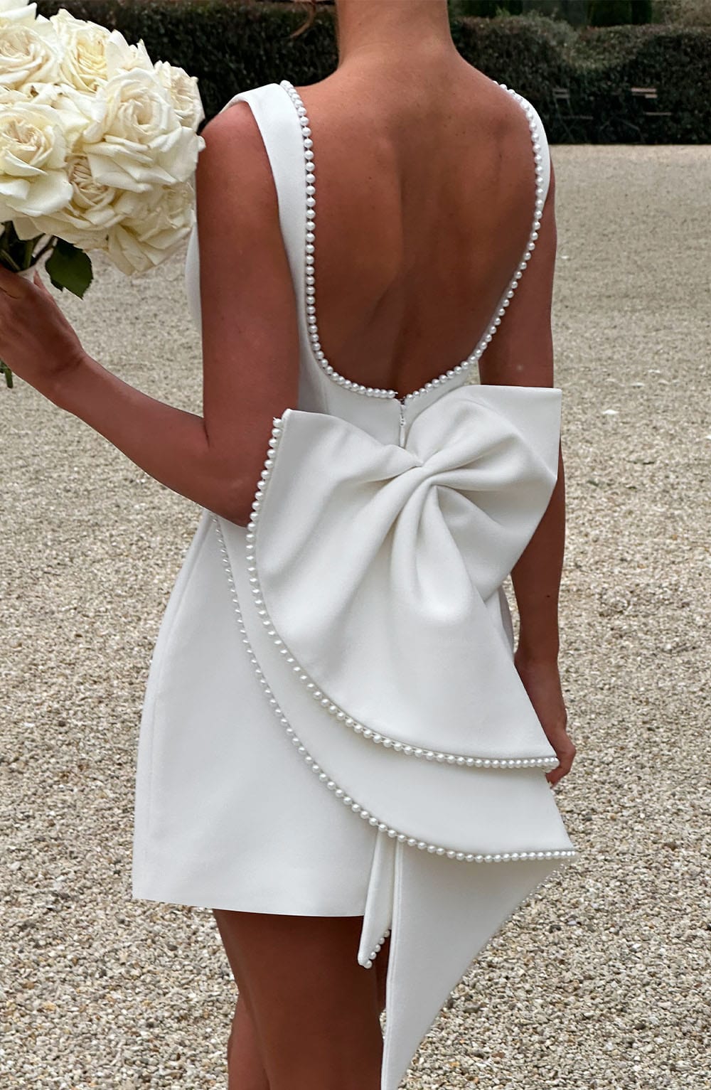 ELLE | Pearl Bow Mini Dress