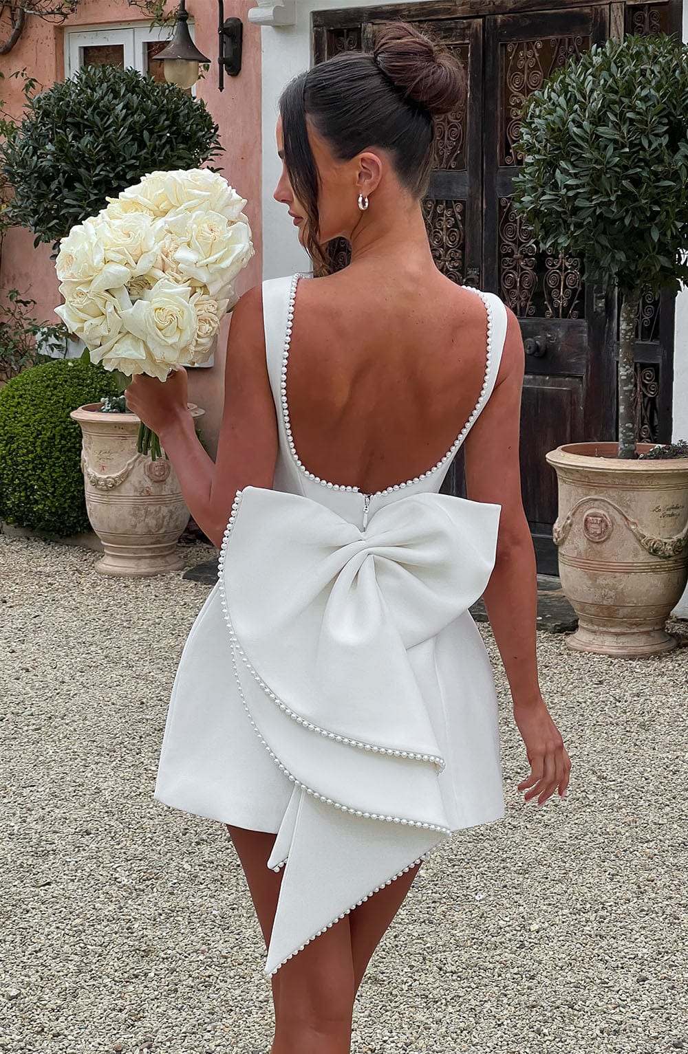 ELLE | Pearl Bow Mini Dress