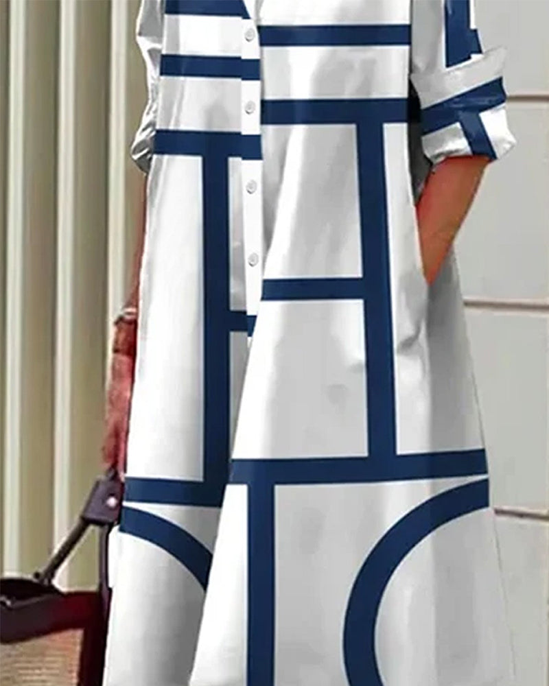 CLAIRE | Dress with pockets and geometric pattern