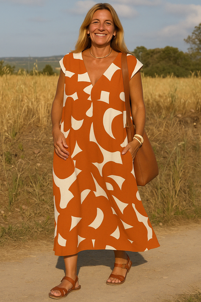 CHARLOTTE | Flattering Abstract Print Dress